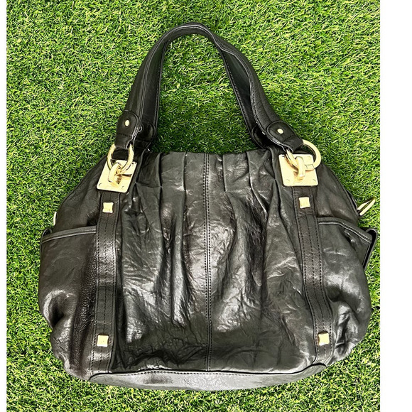 Junior Drake Handbags - Junior Drake Black Leather Purse with Gold Tone Hardware